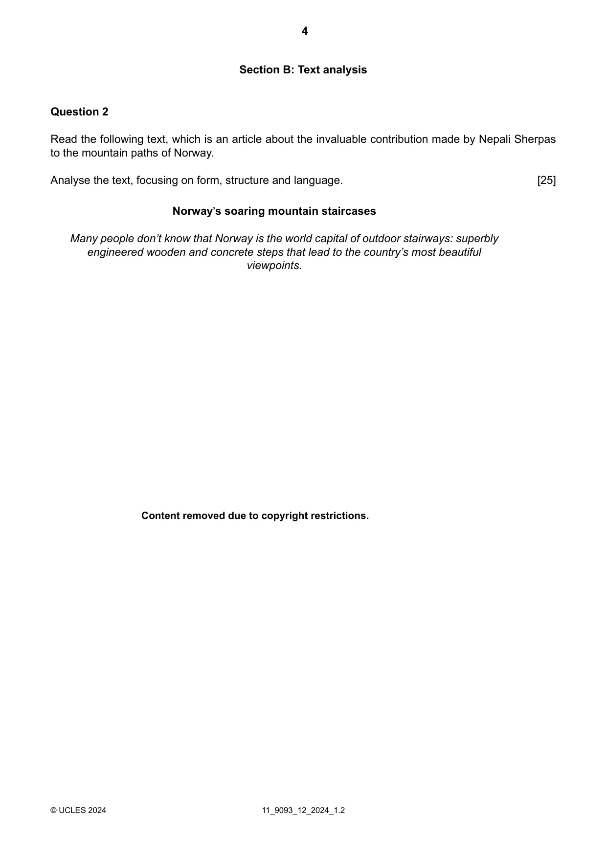 Cambridge A Level English - Language AS and A Level (from 2014) 9093 2024 Oct/Nov Paper 1 · Variant 2 question paper, page 4 of 8