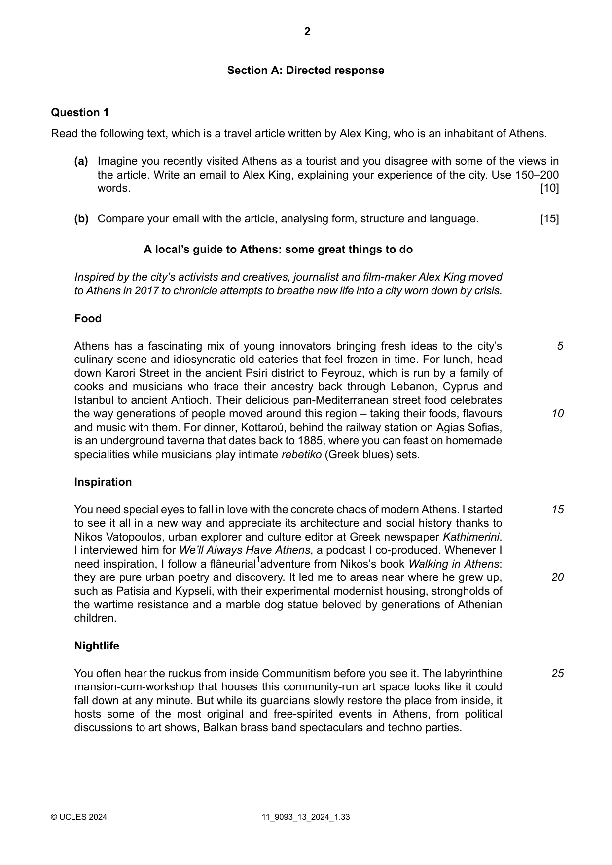 Cambridge A Level English - Language AS and A Level (from 2014) 9093 2024 Oct/Nov Paper 1 · Variant 3 question paper, page 2 of 8