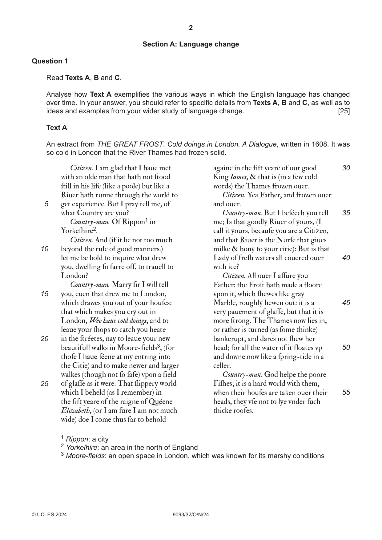Cambridge A Level English - Language AS and A Level (from 2014) 9093 2024 Oct/Nov Paper 3 · Variant 2 question paper, page 2 of 8