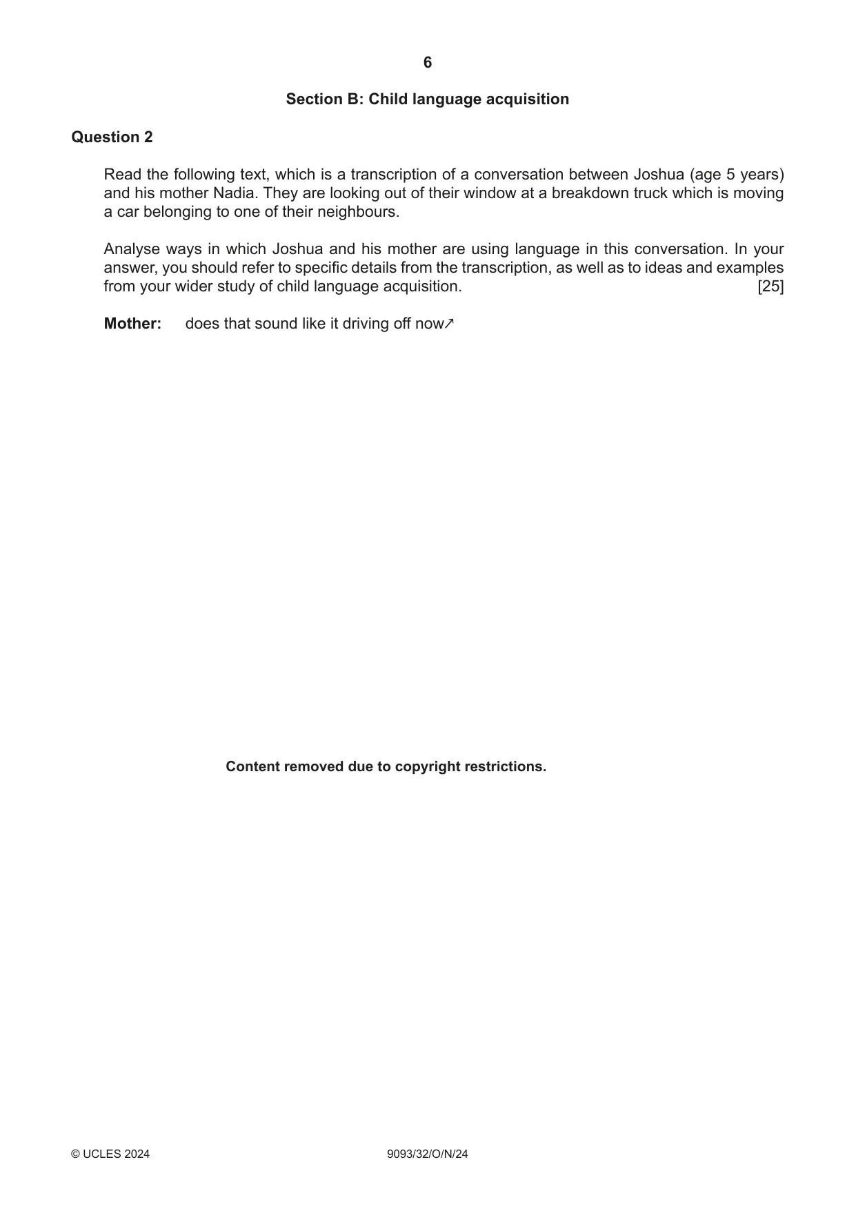 Cambridge A Level English - Language AS and A Level (from 2014) 9093 2024 Oct/Nov Paper 3 · Variant 2 question paper, page 6 of 8