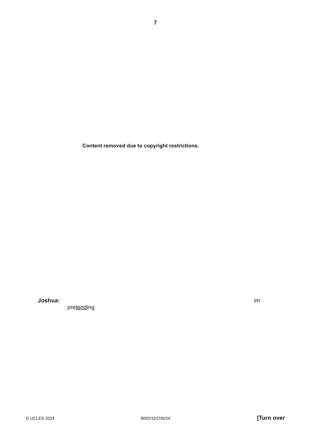 Cambridge A Level English - Language AS and A Level (from 2014) 9093 2024 Oct/Nov Paper 3 · Variant 2 question paper, page 7 of 8