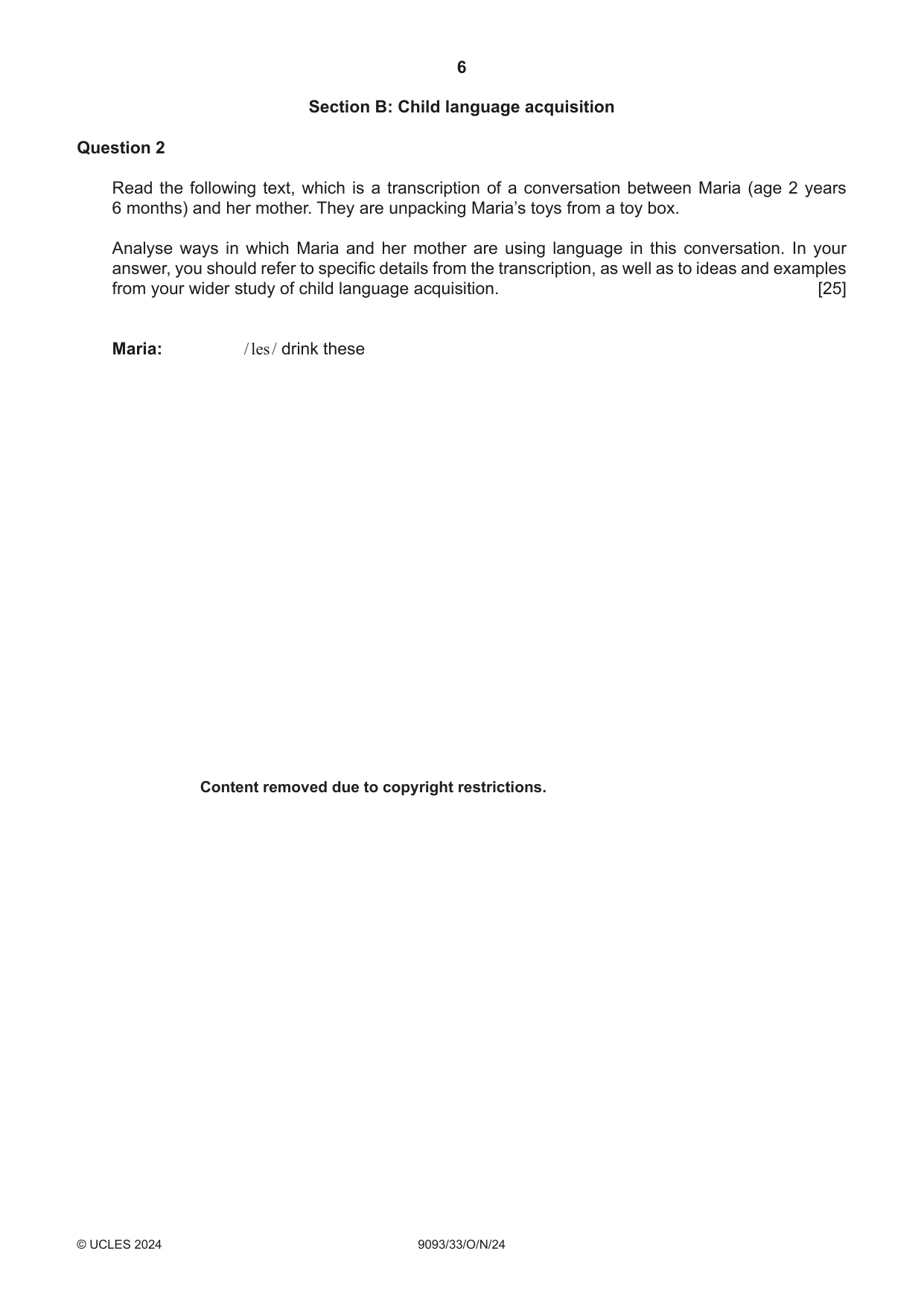 Cambridge A Level English - Language AS and A Level (from 2014) 9093 2024 Oct/Nov Paper 3 · Variant 3 question paper, page 6 of 8