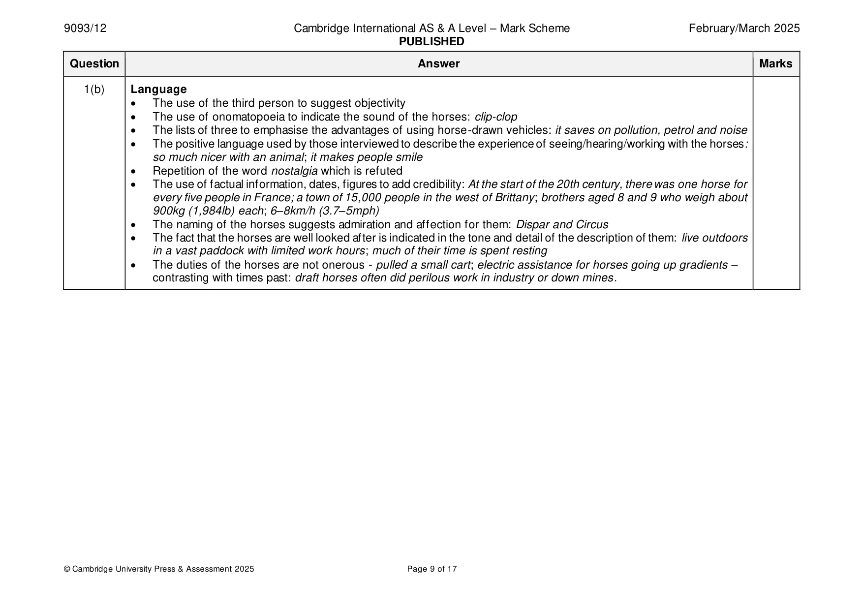 Mark scheme, page 9 of 17