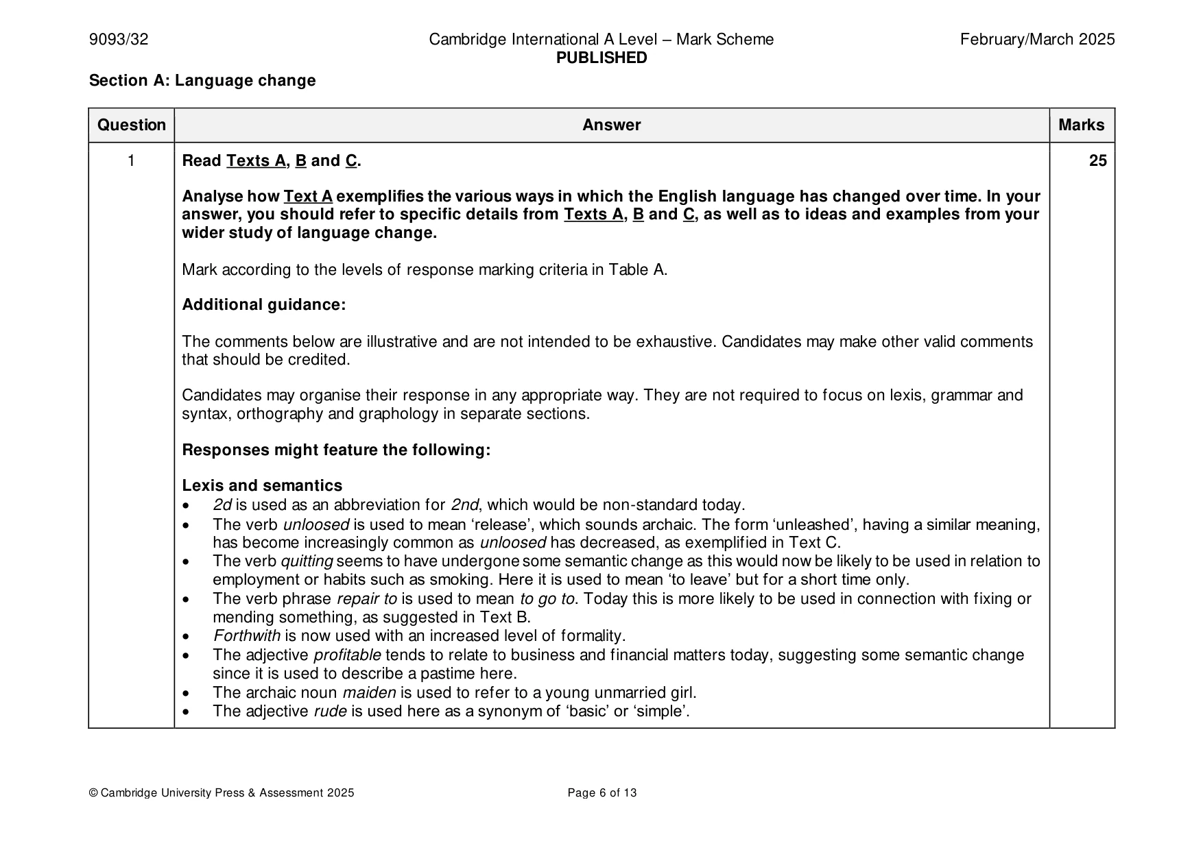 Mark scheme, page 6 of 13