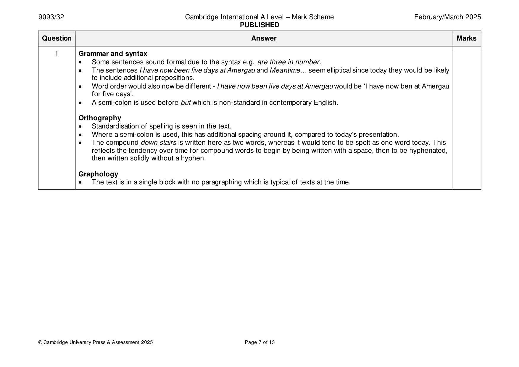 Mark scheme, page 7 of 13