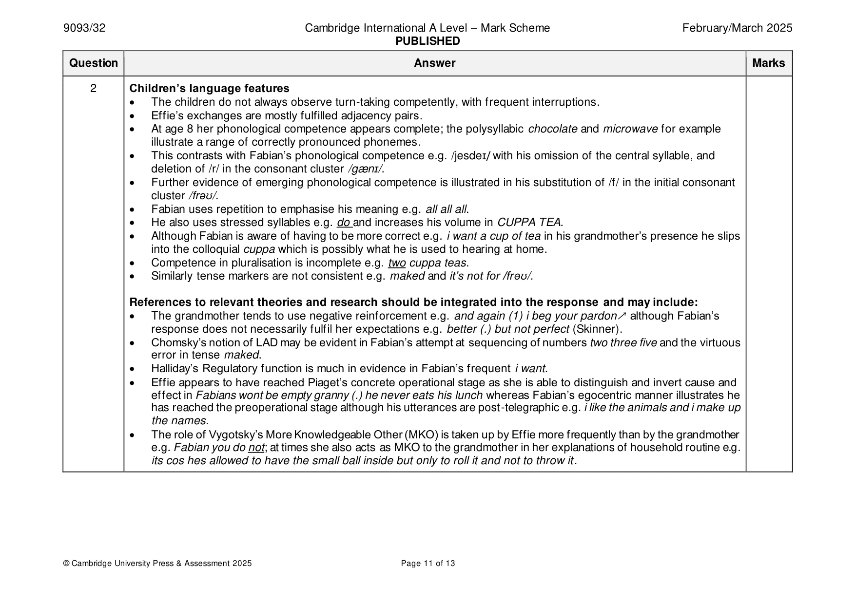Mark scheme, page 11 of 13