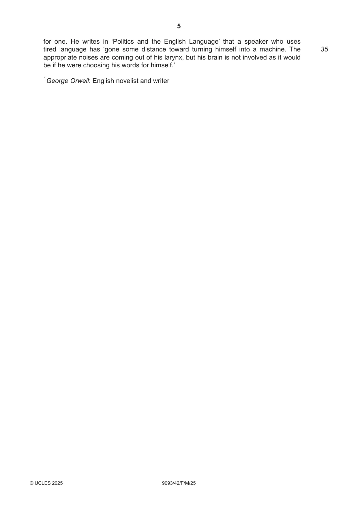 Cambridge A Level English - Language AS and A Level (from 2014) 9093 2025 Feb/March Paper 4 · Variant 2 question paper, page 5 of 8