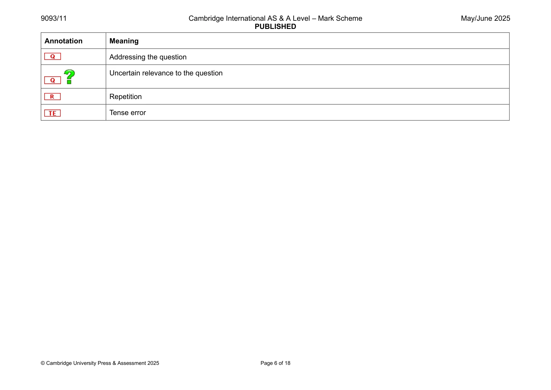 Mark scheme, page 6 of 18