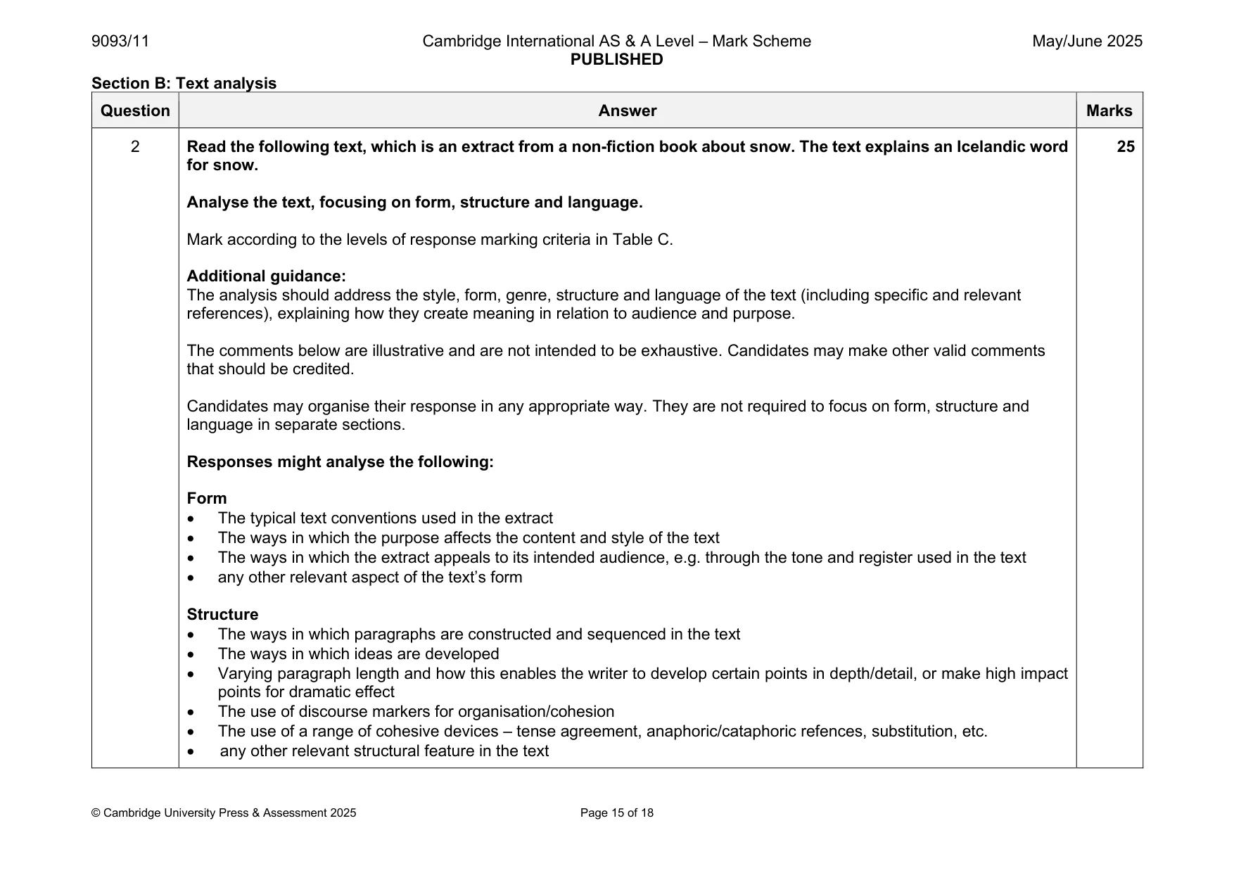 Mark scheme, page 15 of 18