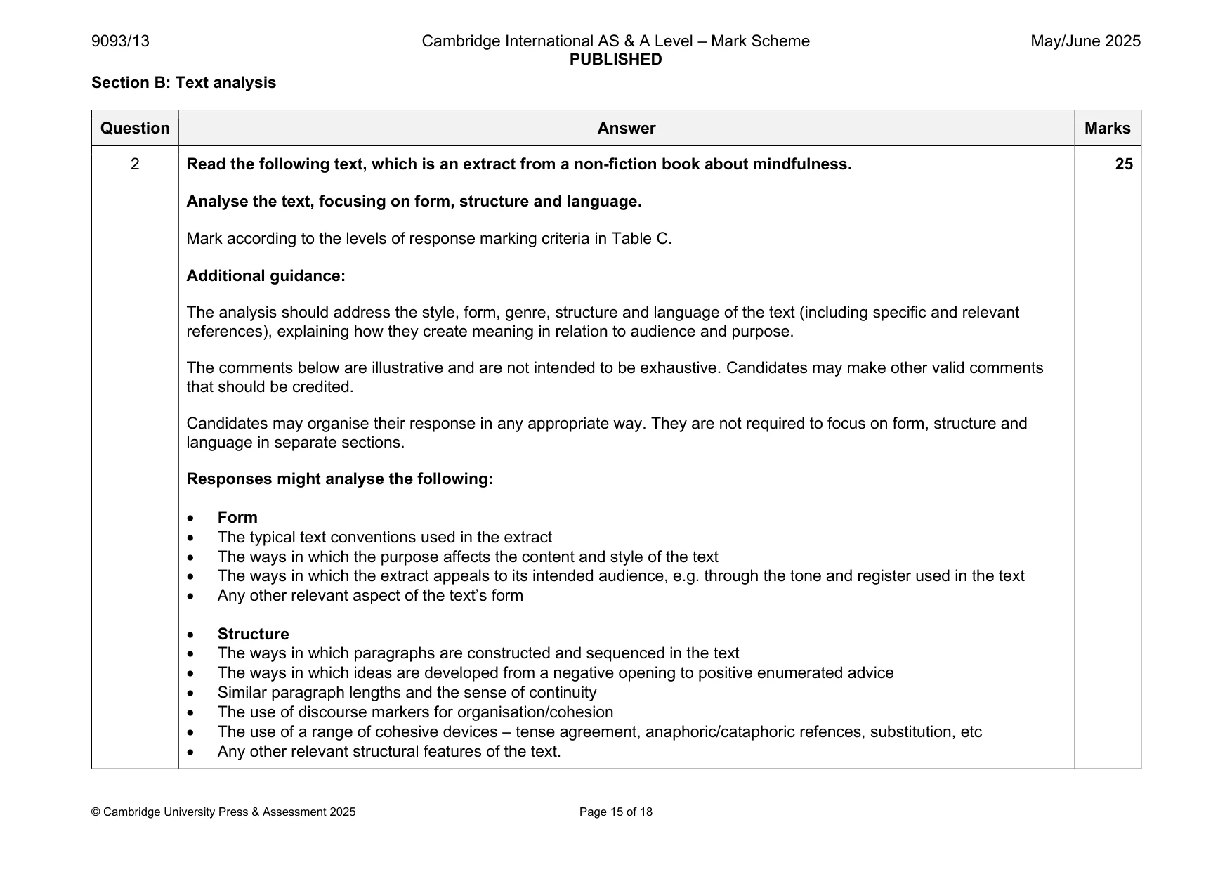 Mark scheme, page 15 of 18