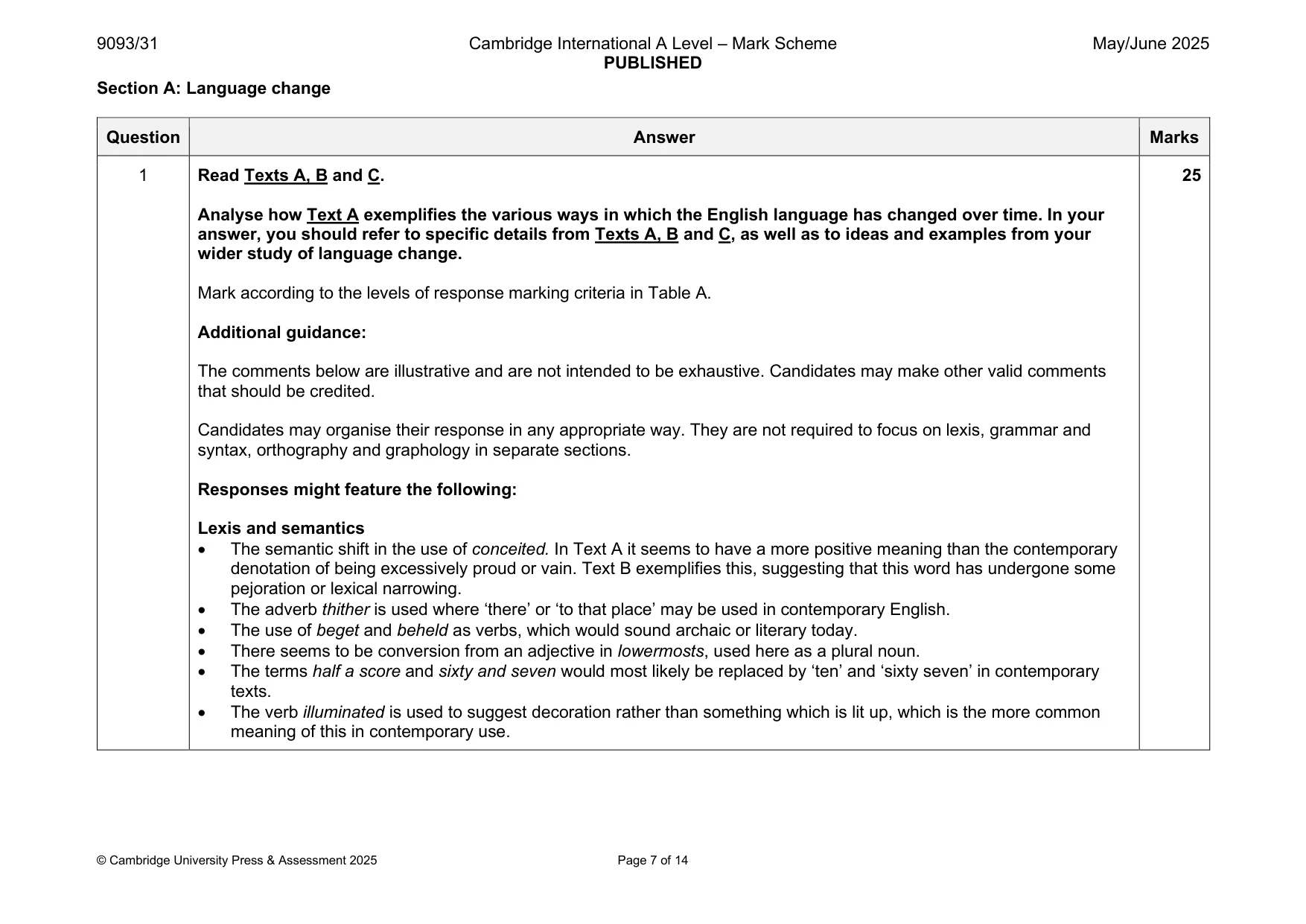 Mark scheme, page 7 of 14