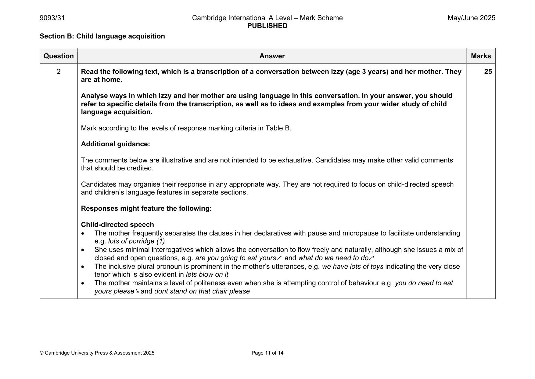 Mark scheme, page 11 of 14