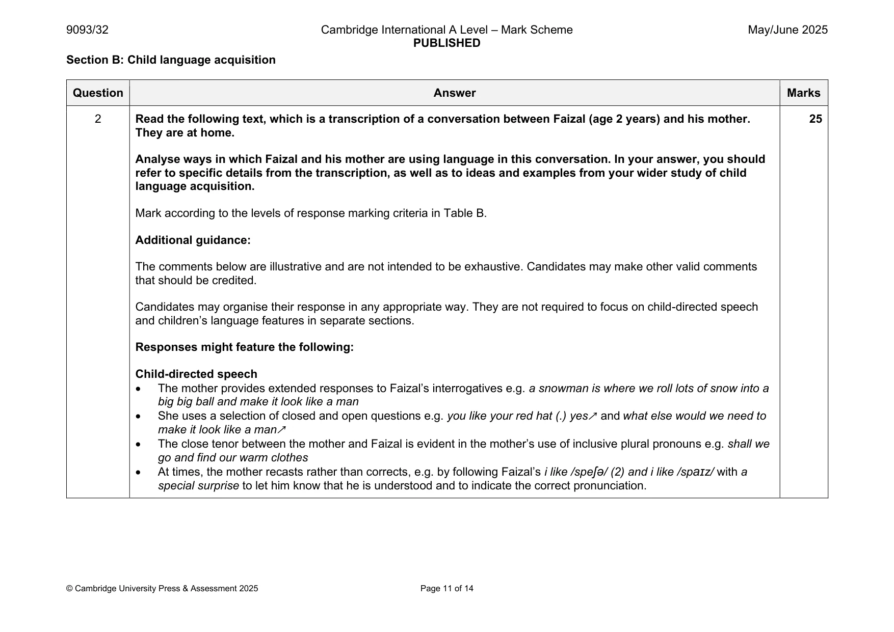 Mark scheme, page 11 of 14
