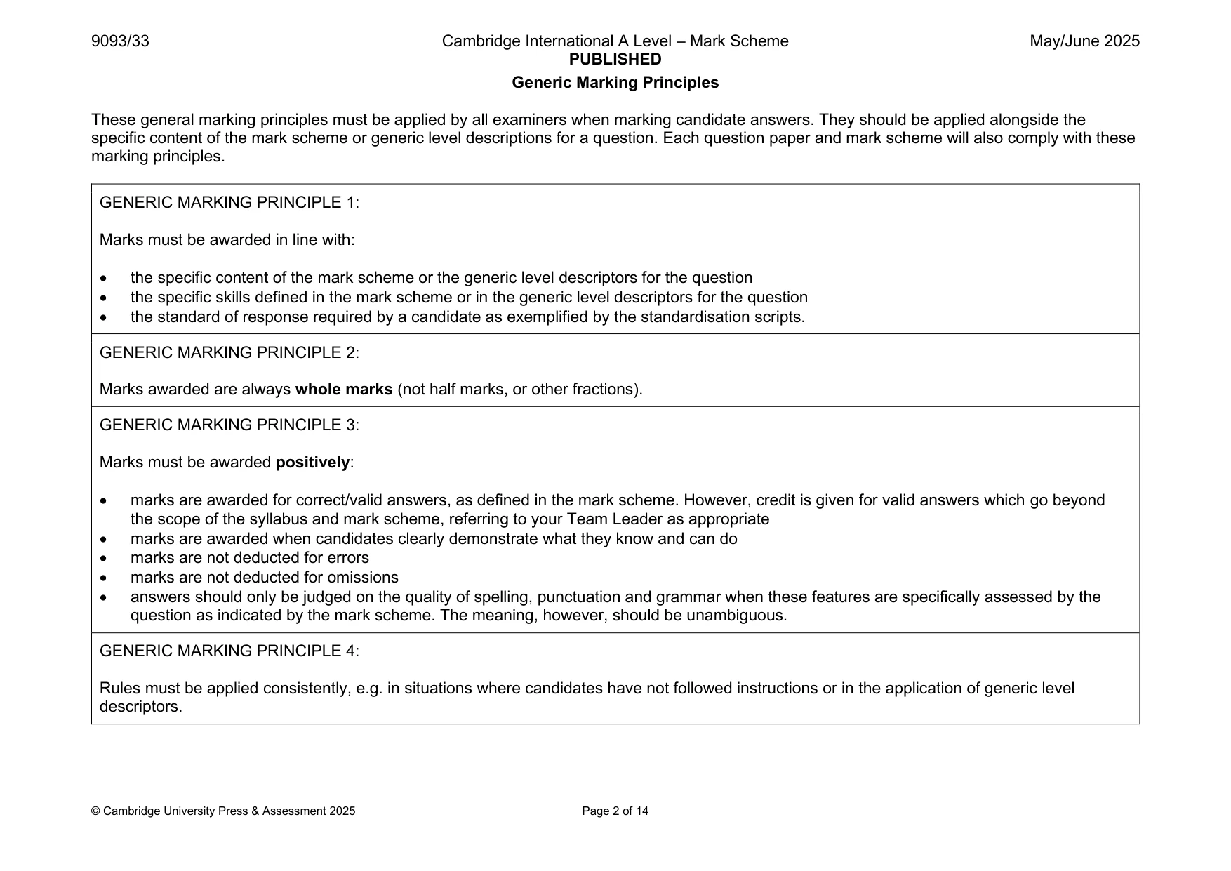 Mark scheme, page 2 of 14