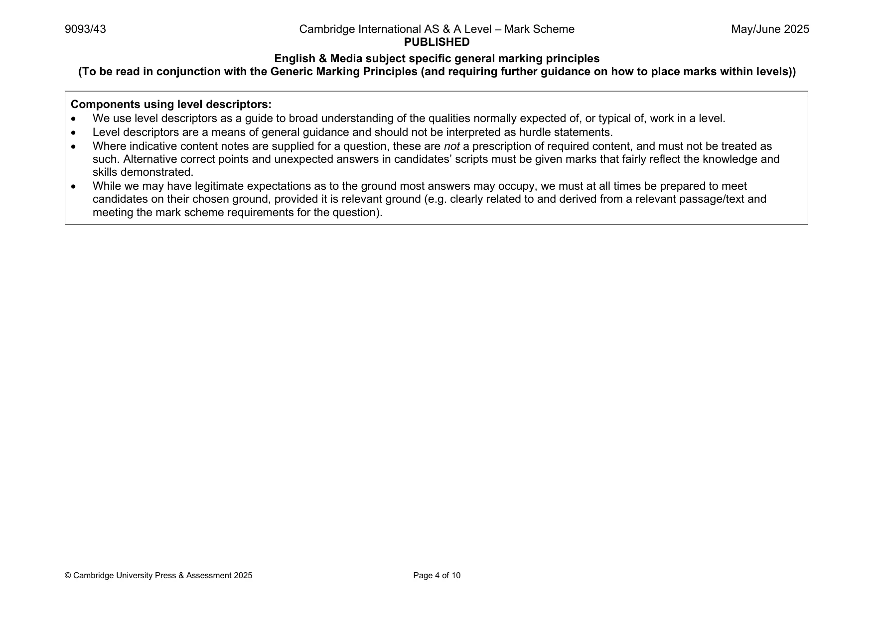 Mark scheme, page 4 of 10