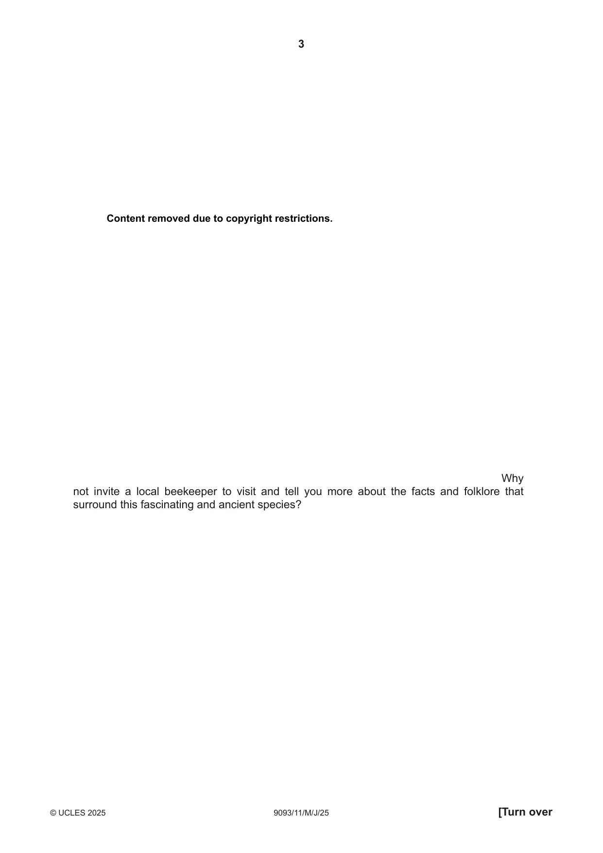Cambridge A Level English - Language AS and A Level (from 2014) 9093 2025 May/June Paper 1 · Variant 1 question paper, page 3 of 8