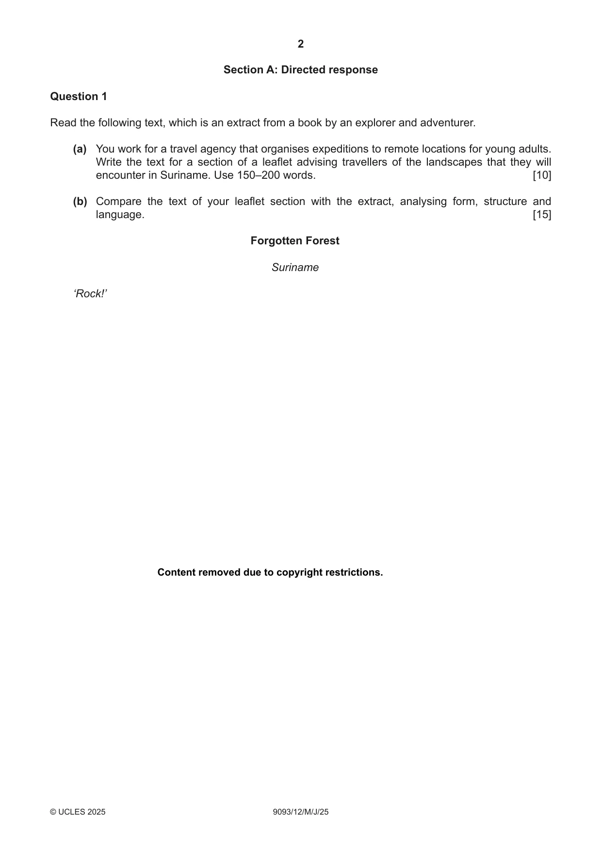 Cambridge A Level English - Language AS and A Level (from 2014) 9093 2025 May/June Paper 1 · Variant 2 question paper, page 2 of 8