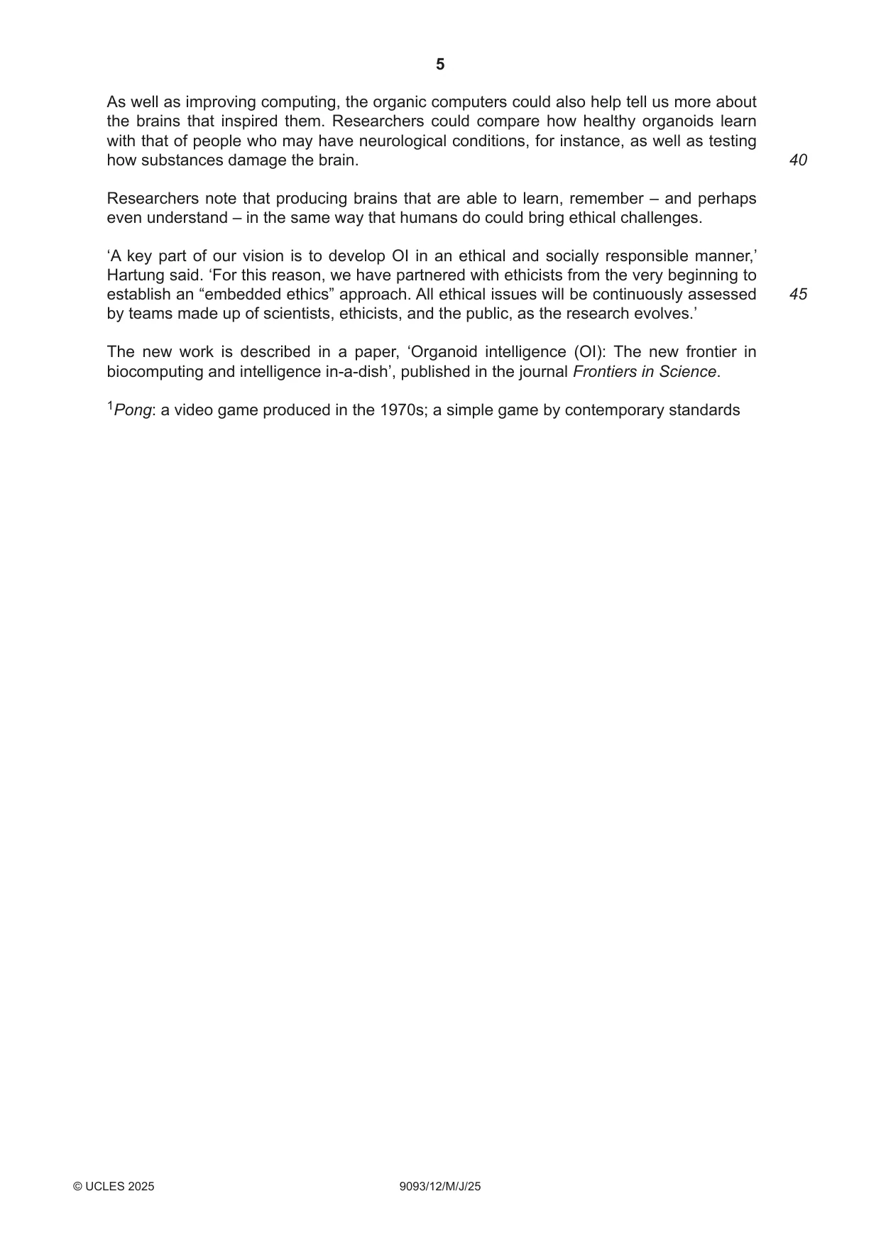 Cambridge A Level English - Language AS and A Level (from 2014) 9093 2025 May/June Paper 1 · Variant 2 question paper, page 5 of 8