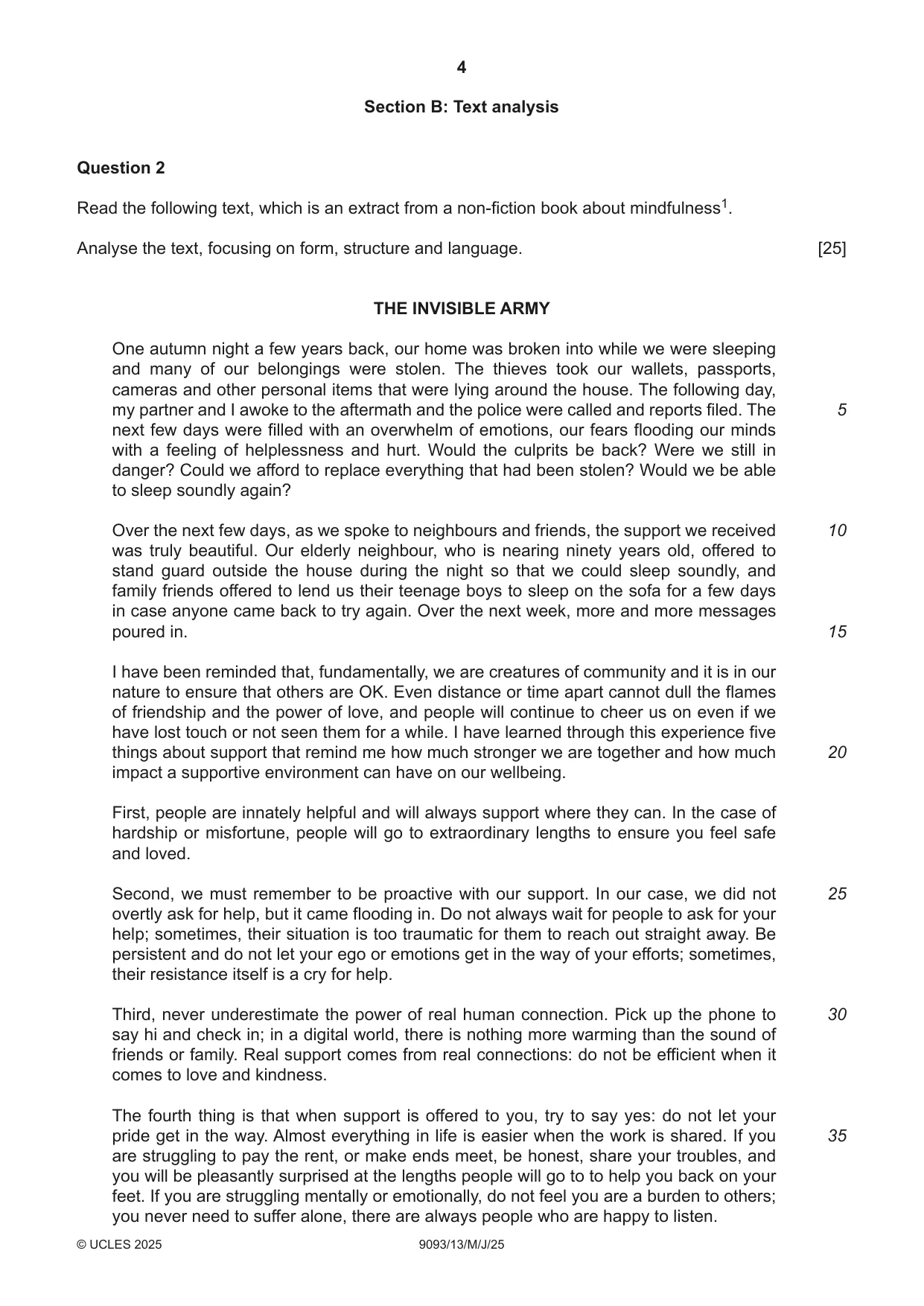 Cambridge A Level English - Language AS and A Level (from 2014) 9093 2025 May/June Paper 1 · Variant 3 question paper, page 4 of 8