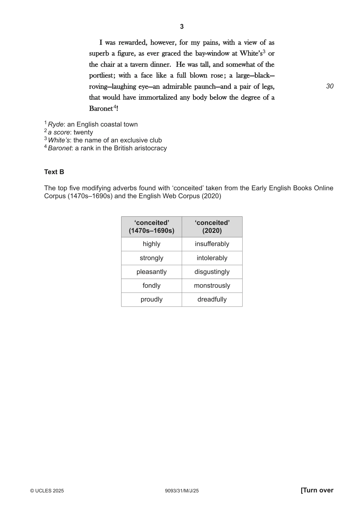 Cambridge A Level English - Language AS and A Level (from 2014) 9093 2025 May/June Paper 3 · Variant 1 question paper, page 3 of 8