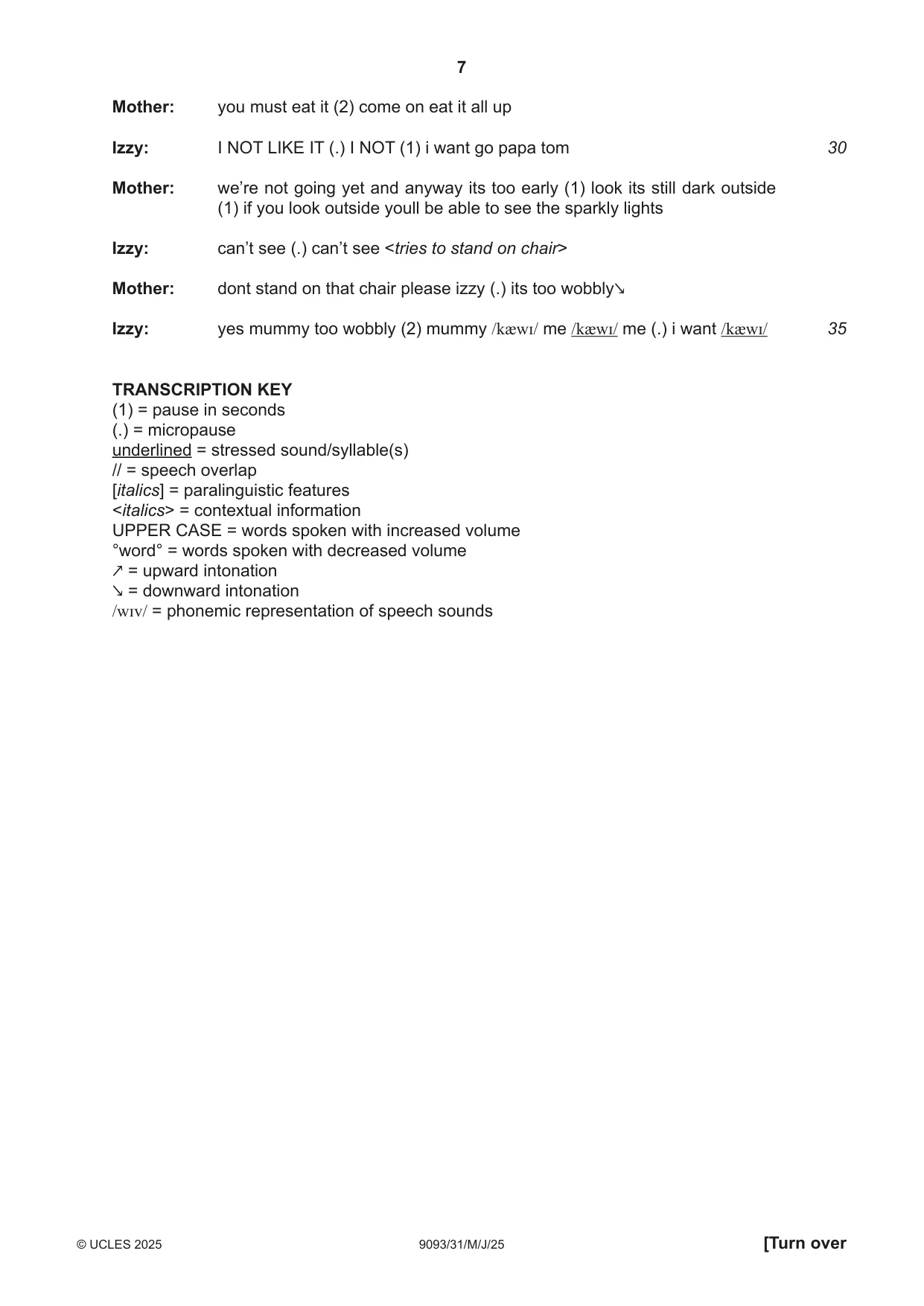 Cambridge A Level English - Language AS and A Level (from 2014) 9093 2025 May/June Paper 3 · Variant 1 question paper, page 7 of 8