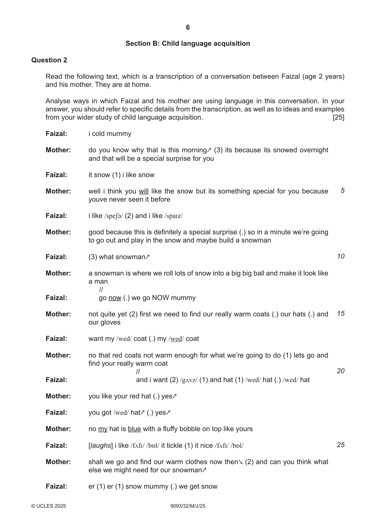 Cambridge A Level English - Language AS and A Level (from 2014) 9093 2025 May/June Paper 3 · Variant 2 question paper, page 6 of 8