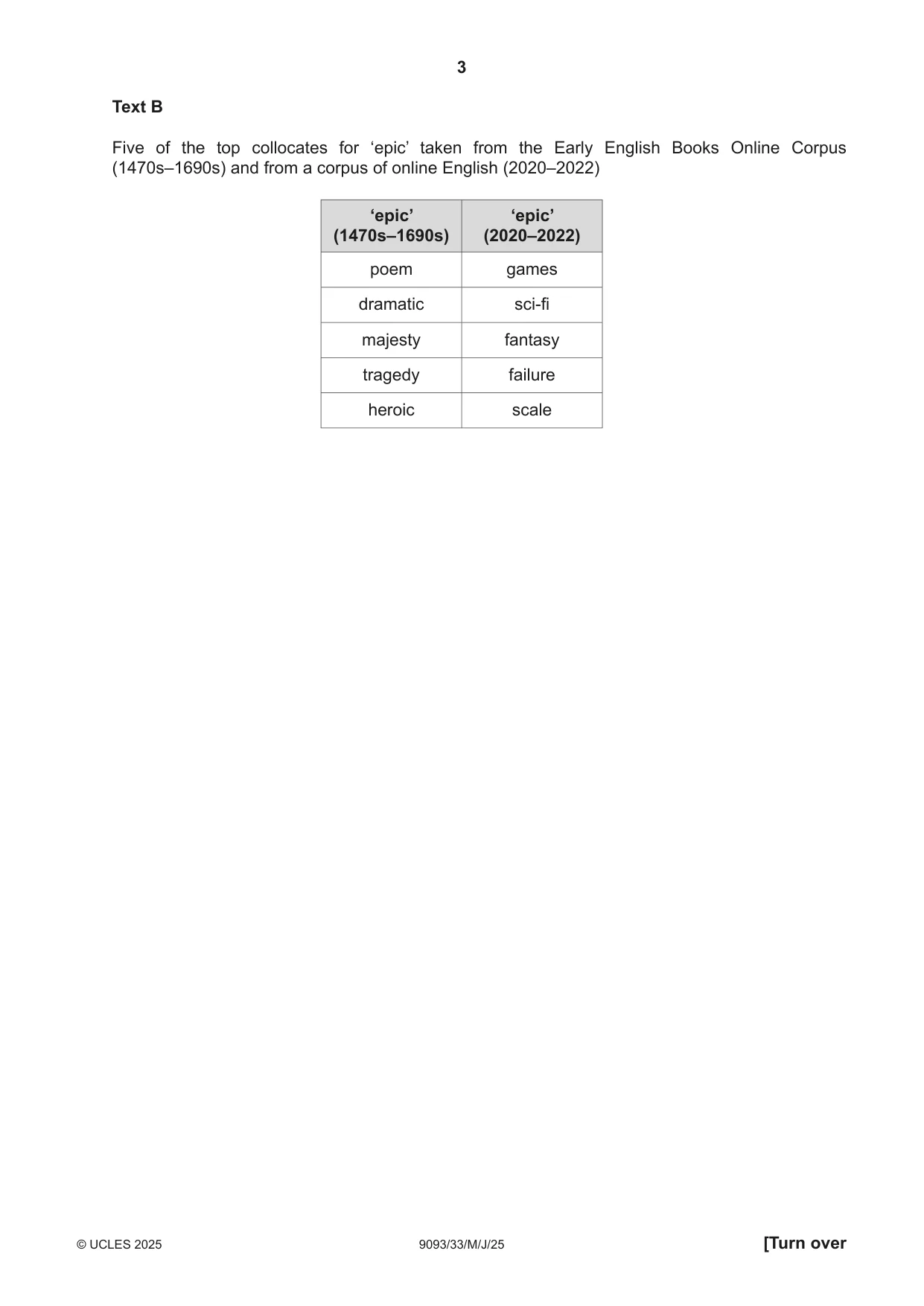 Cambridge A Level English - Language AS and A Level (from 2014) 9093 2025 May/June Paper 3 · Variant 3 question paper, page 3 of 8