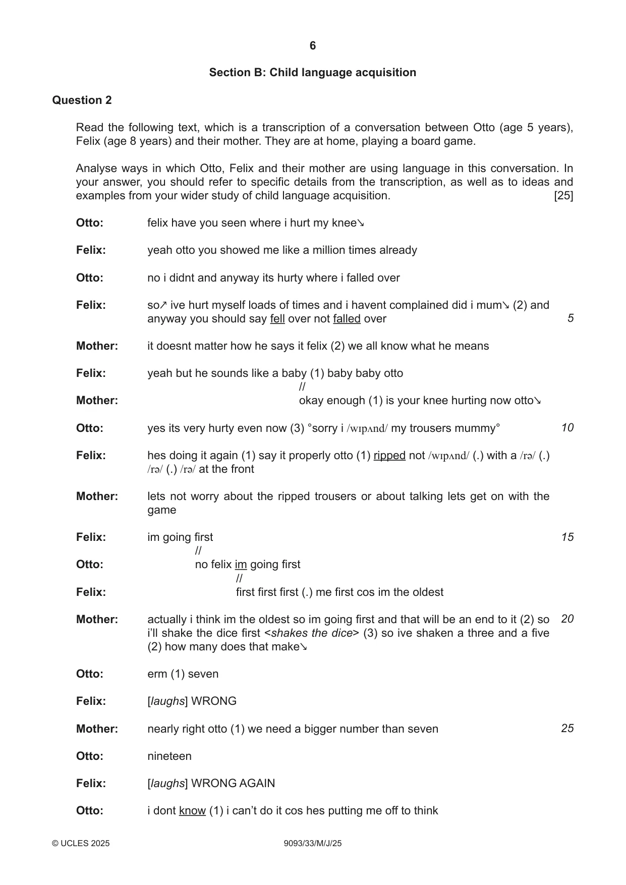 Cambridge A Level English - Language AS and A Level (from 2014) 9093 2025 May/June Paper 3 · Variant 3 question paper, page 6 of 8
