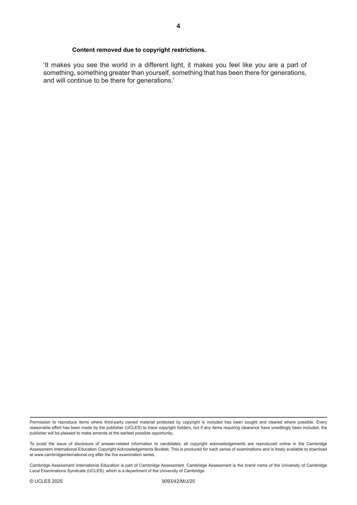 Cambridge A Level English - Language AS and A Level (from 2014) 9093 2025 May/June Paper 4 · Variant 2 question paper, page 4 of 4
