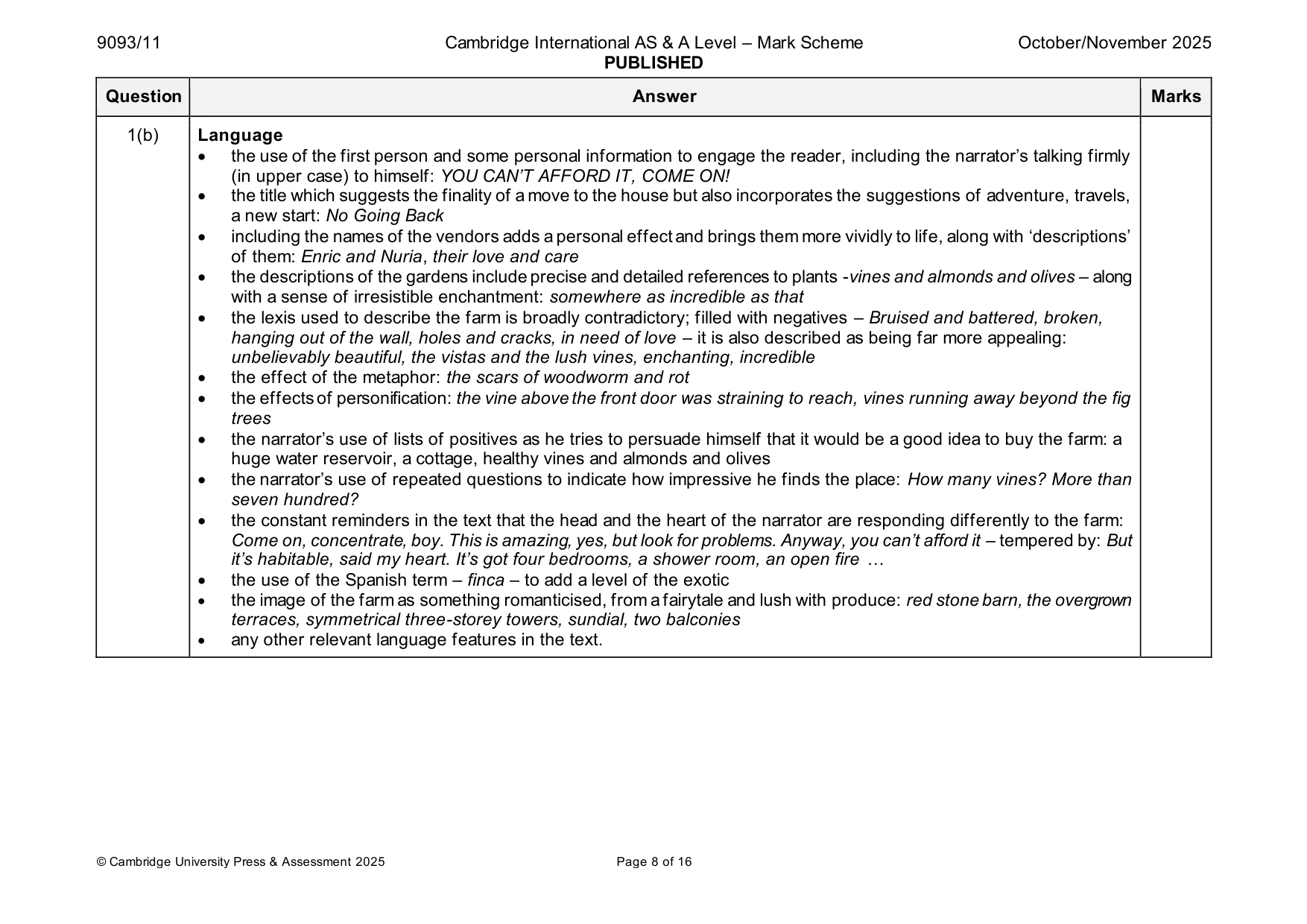 Mark scheme, page 8 of 16