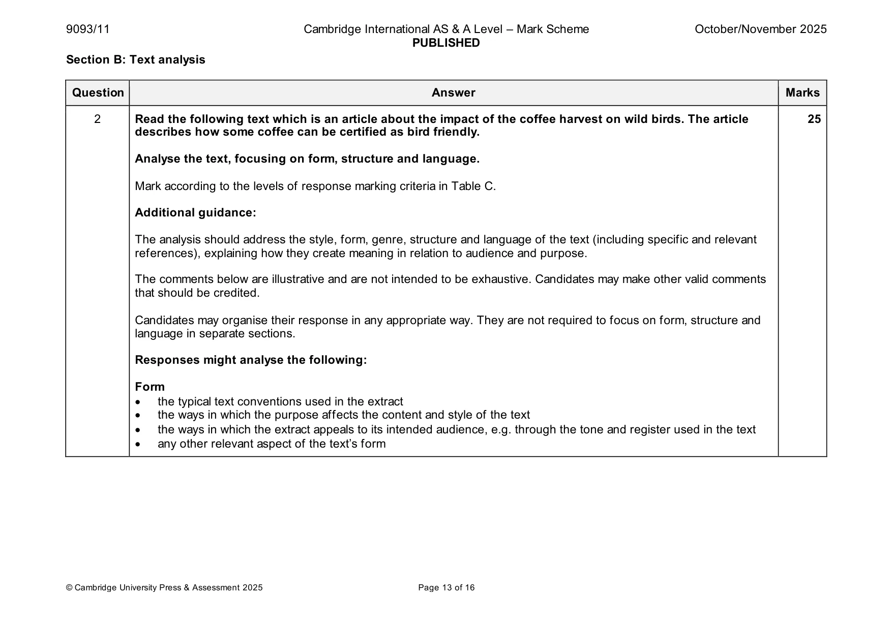 Mark scheme, page 13 of 16