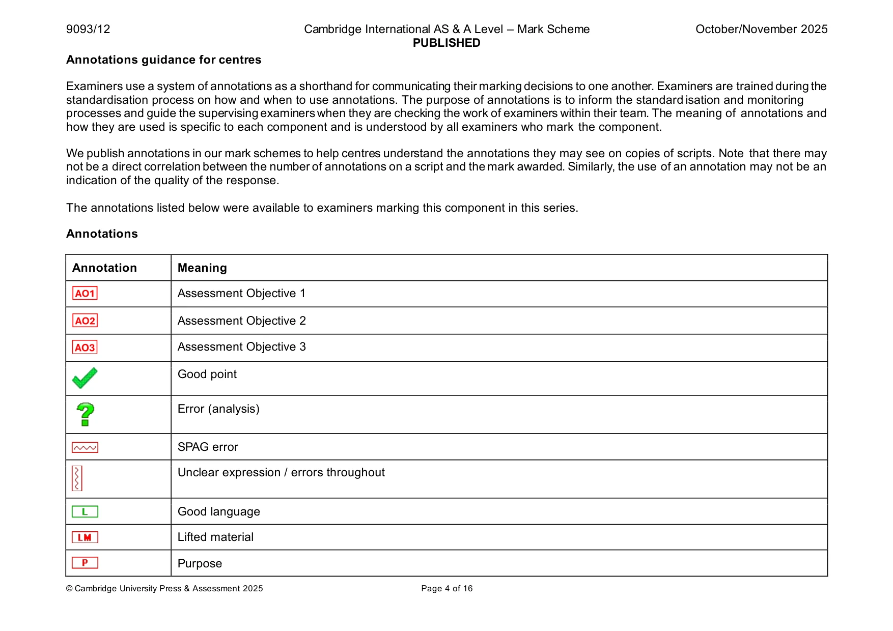 Mark scheme, page 4 of 16