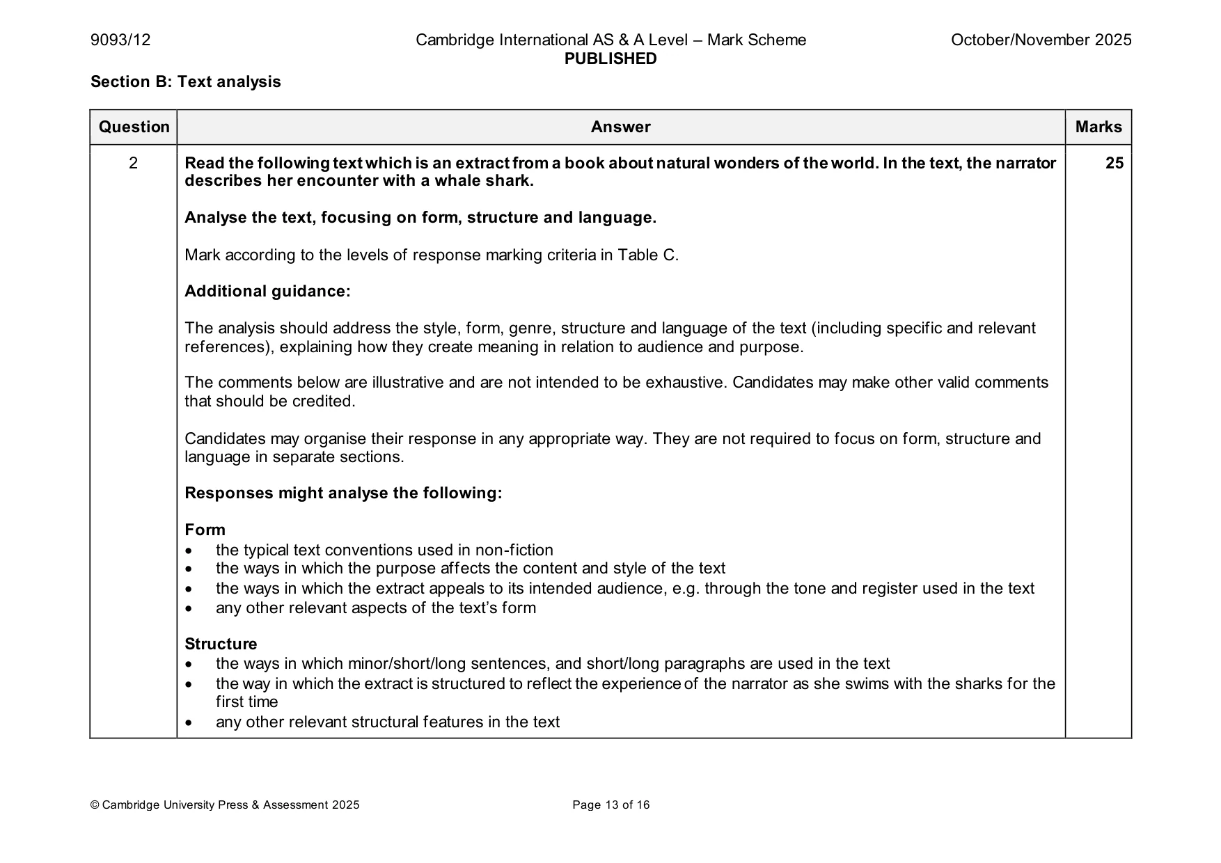 Mark scheme, page 13 of 16