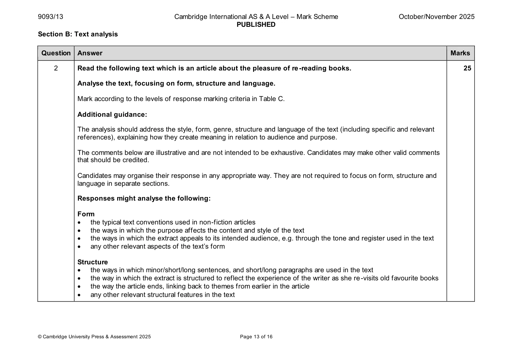 Mark scheme, page 13 of 16