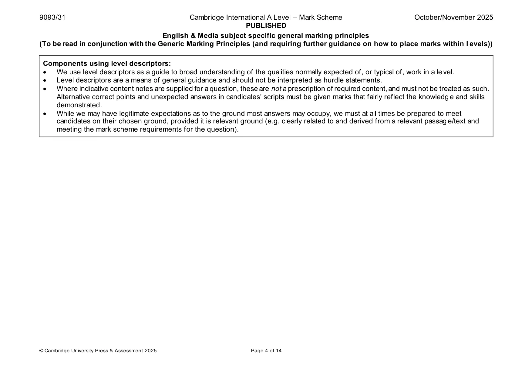 Mark scheme, page 4 of 14