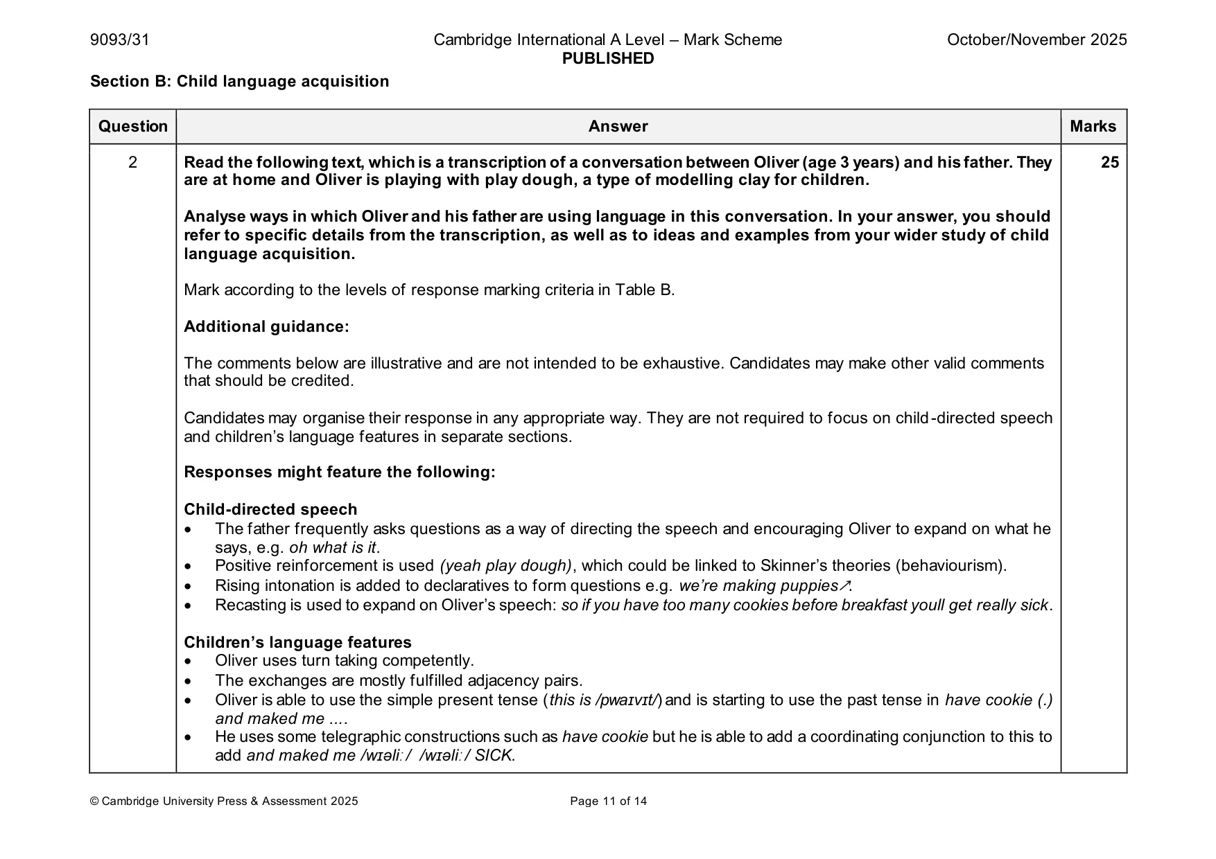 Mark scheme, page 11 of 14