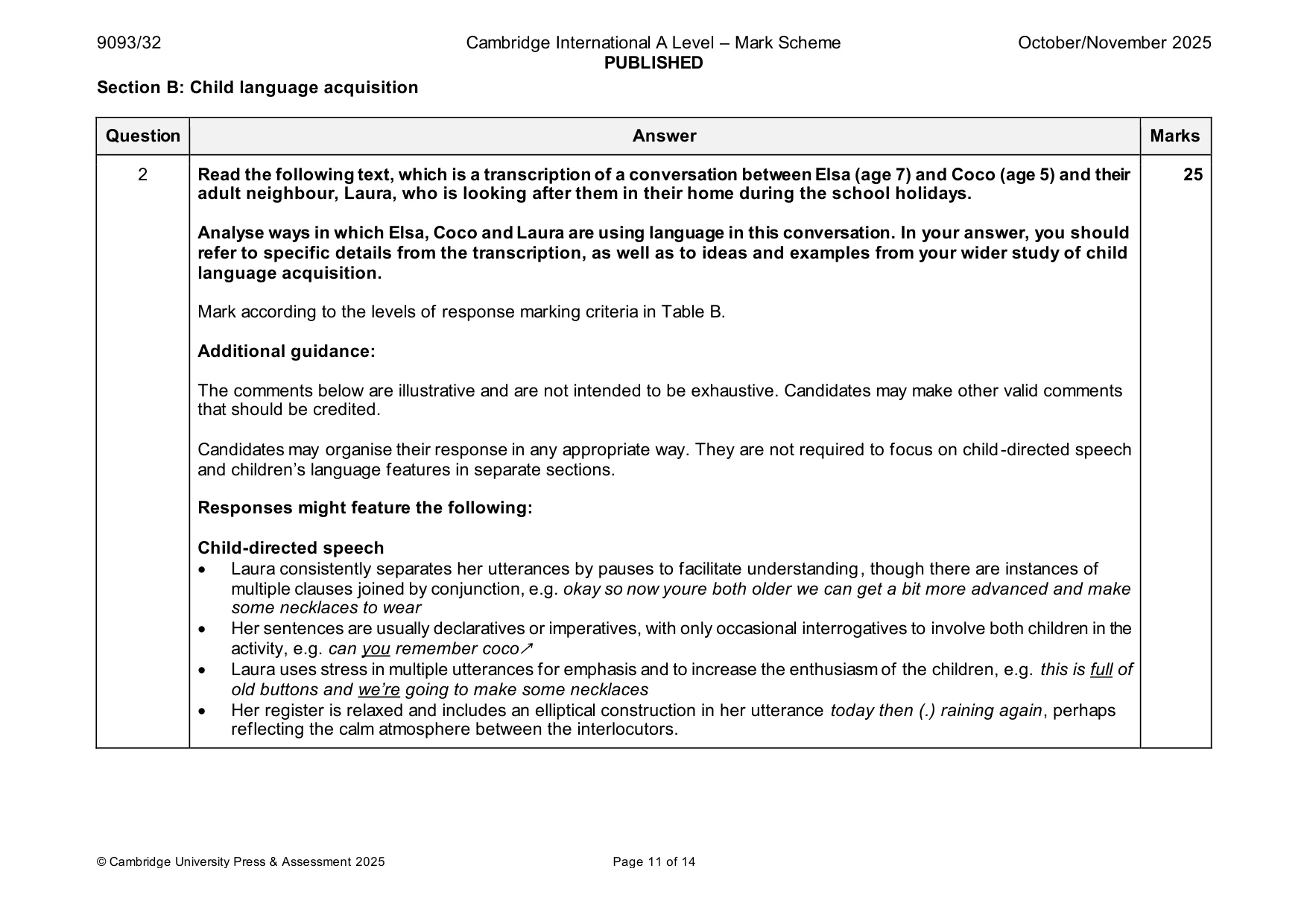 Mark scheme, page 11 of 14
