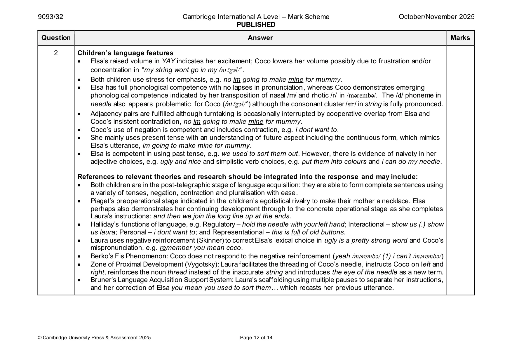 Mark scheme, page 12 of 14