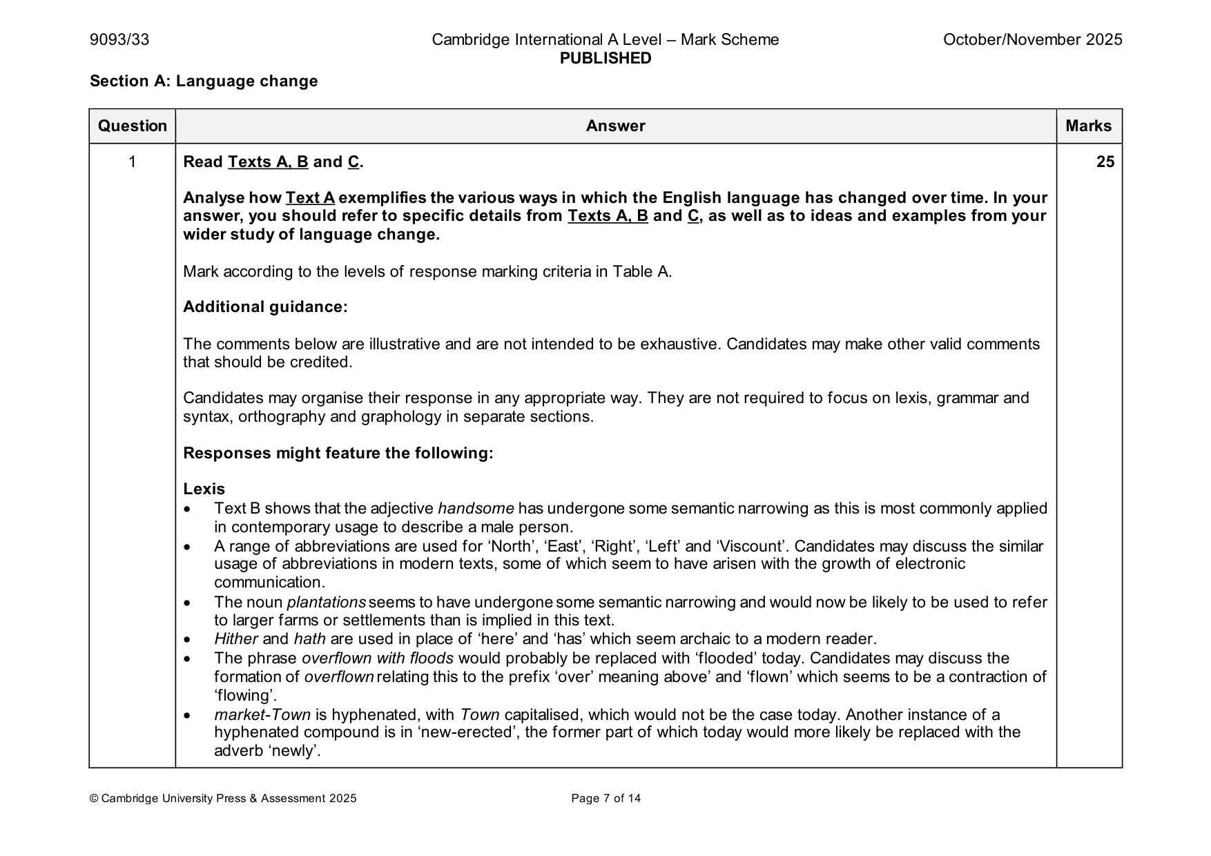 Mark scheme, page 7 of 14
