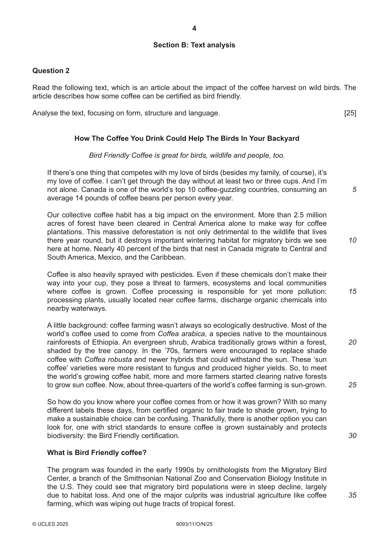 Cambridge A Level English - Language AS and A Level (from 2014) 9093 2025 Oct/Nov Paper 1 · Variant 1 question paper, page 4 of 8