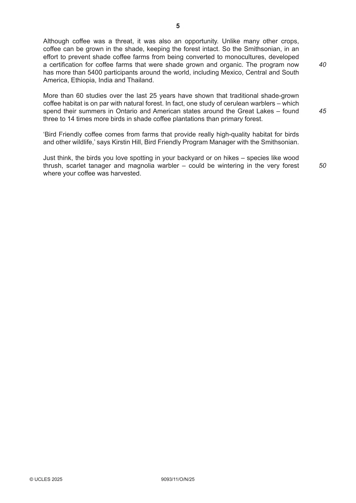 Cambridge A Level English - Language AS and A Level (from 2014) 9093 2025 Oct/Nov Paper 1 · Variant 1 question paper, page 5 of 8