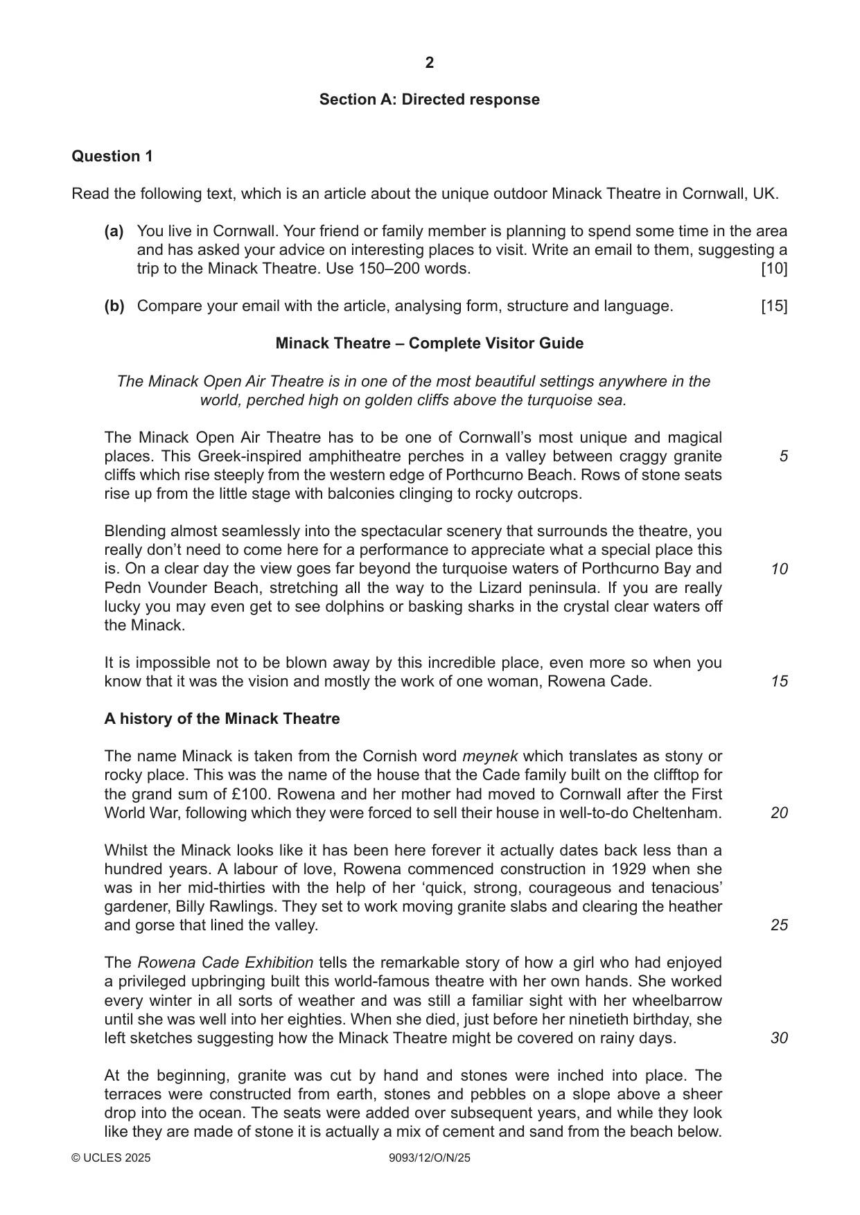 Cambridge A Level English - Language AS and A Level (from 2014) 9093 2025 Oct/Nov Paper 1 · Variant 2 question paper, page 2 of 8
