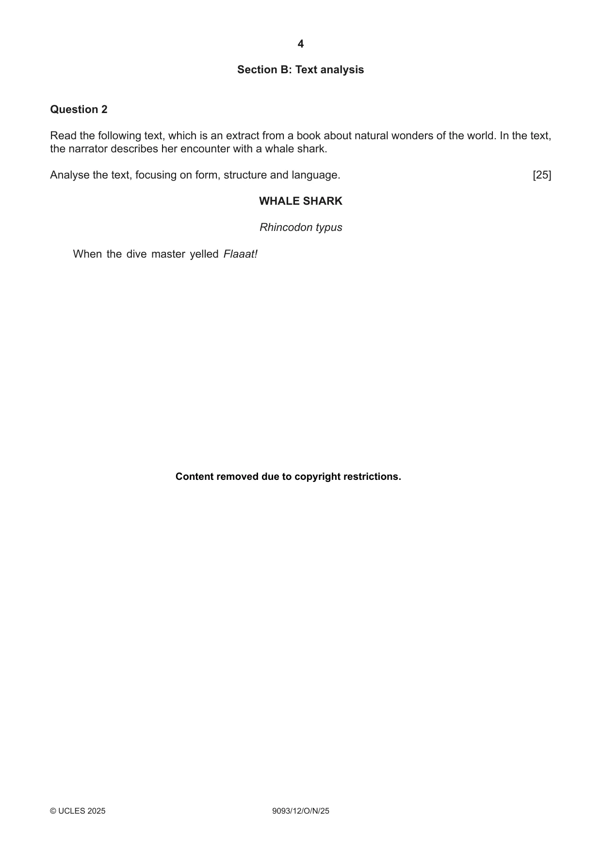 Cambridge A Level English - Language AS and A Level (from 2014) 9093 2025 Oct/Nov Paper 1 · Variant 2 question paper, page 4 of 8