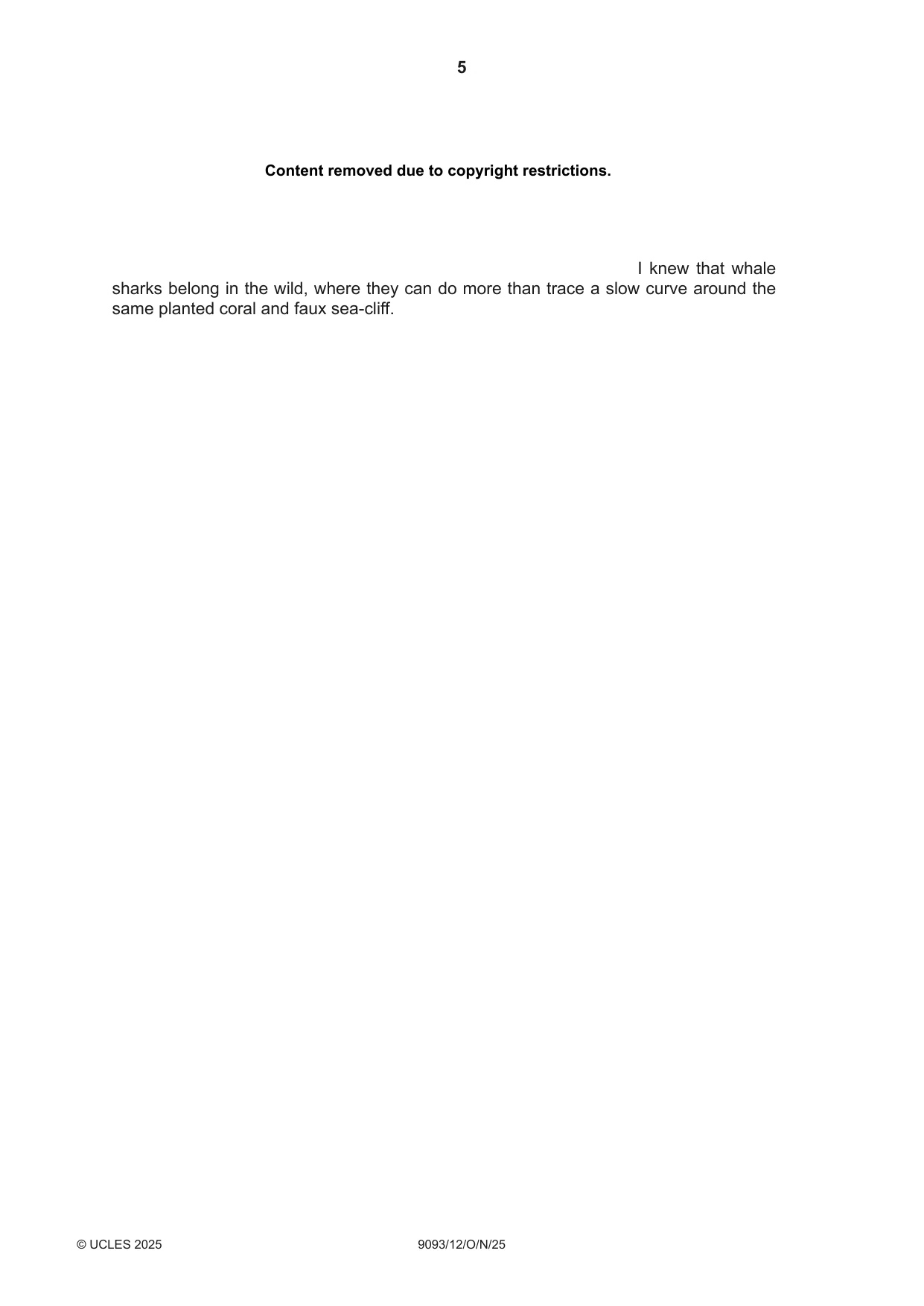 Cambridge A Level English - Language AS and A Level (from 2014) 9093 2025 Oct/Nov Paper 1 · Variant 2 question paper, page 5 of 8