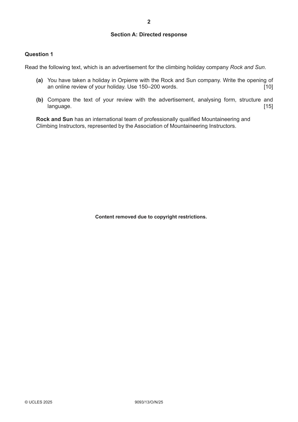 Cambridge A Level English - Language AS and A Level (from 2014) 9093 2025 Oct/Nov Paper 1 · Variant 3 question paper, page 2 of 8