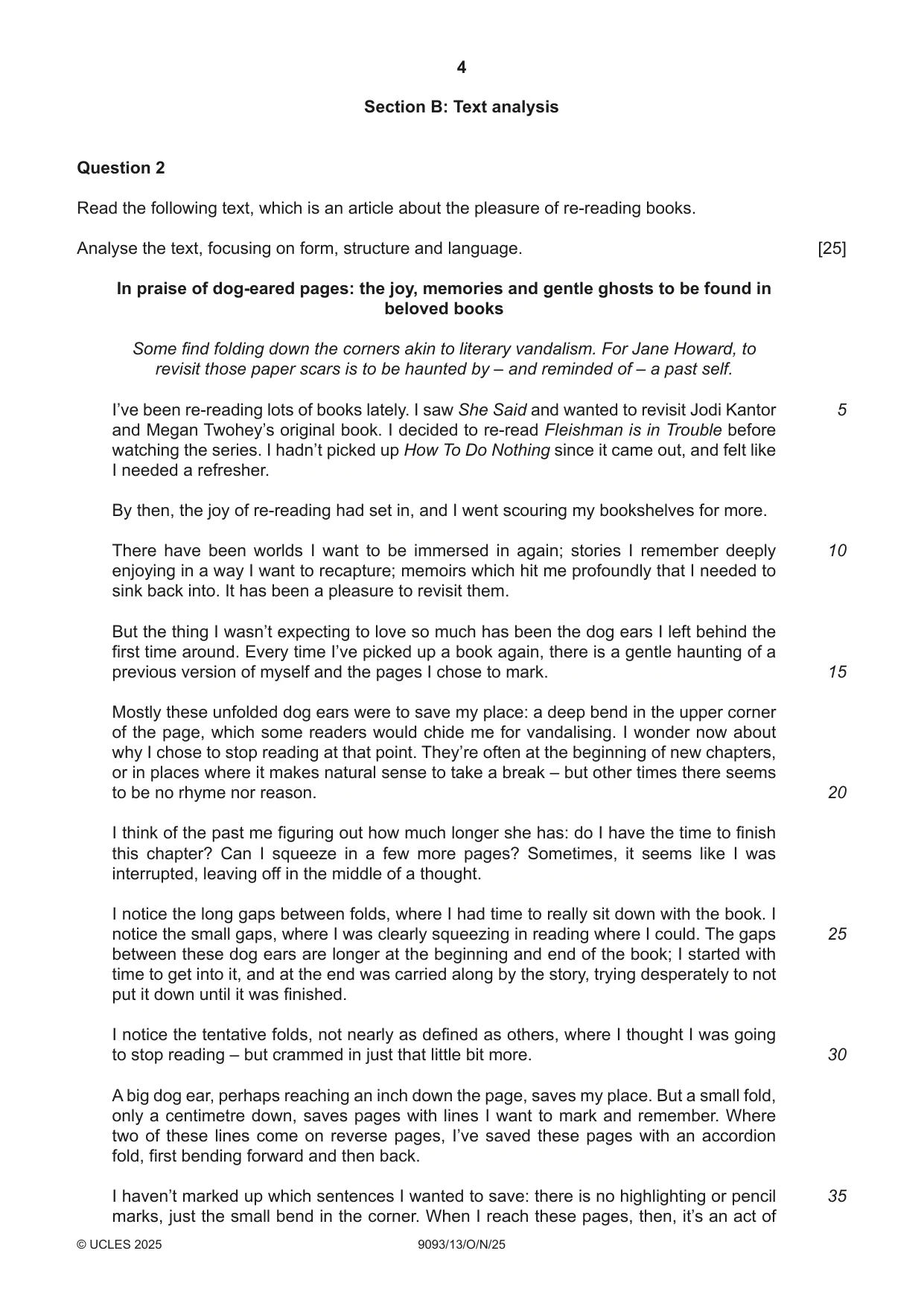 Cambridge A Level English - Language AS and A Level (from 2014) 9093 2025 Oct/Nov Paper 1 · Variant 3 question paper, page 4 of 8