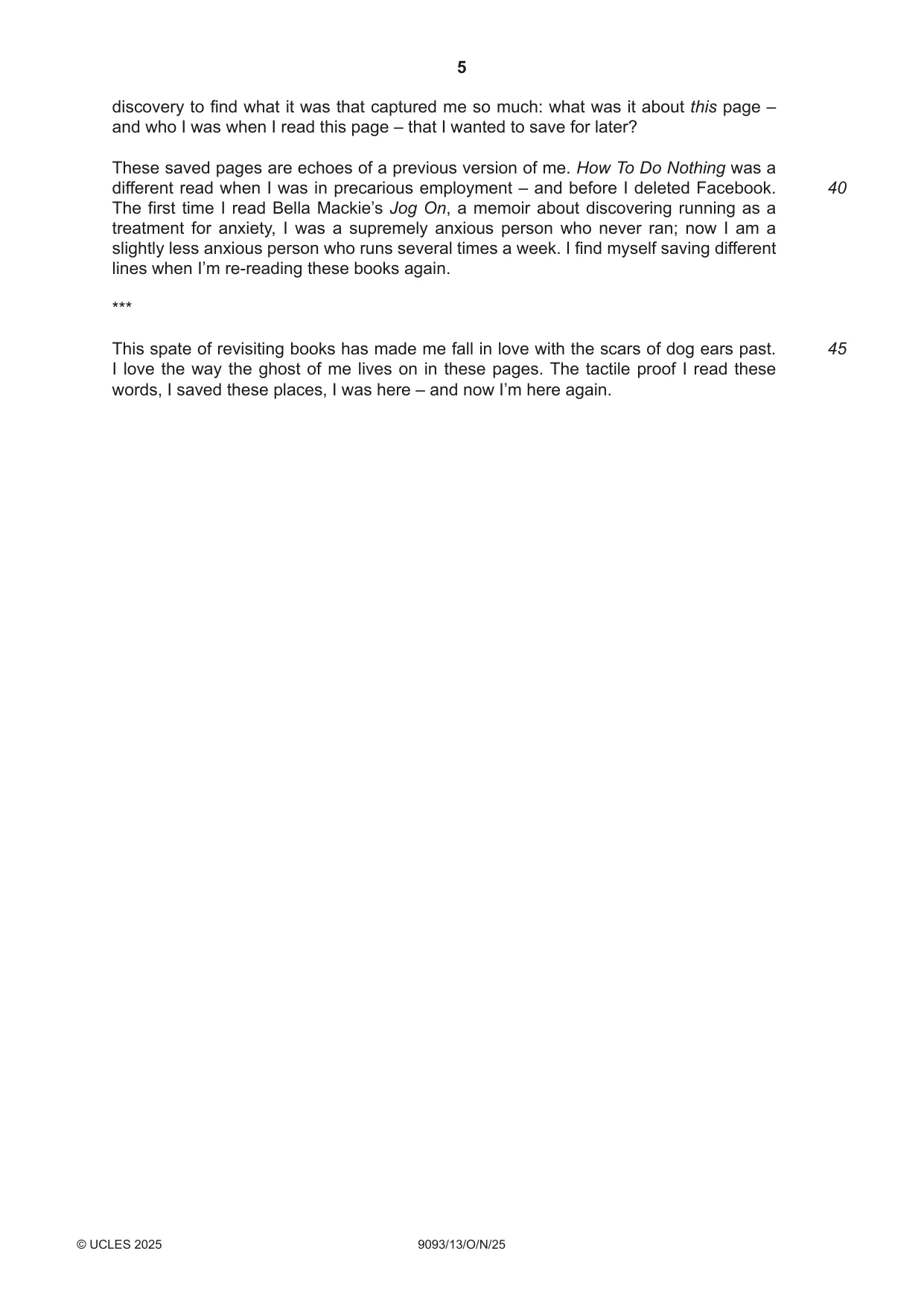 Cambridge A Level English - Language AS and A Level (from 2014) 9093 2025 Oct/Nov Paper 1 · Variant 3 question paper, page 5 of 8