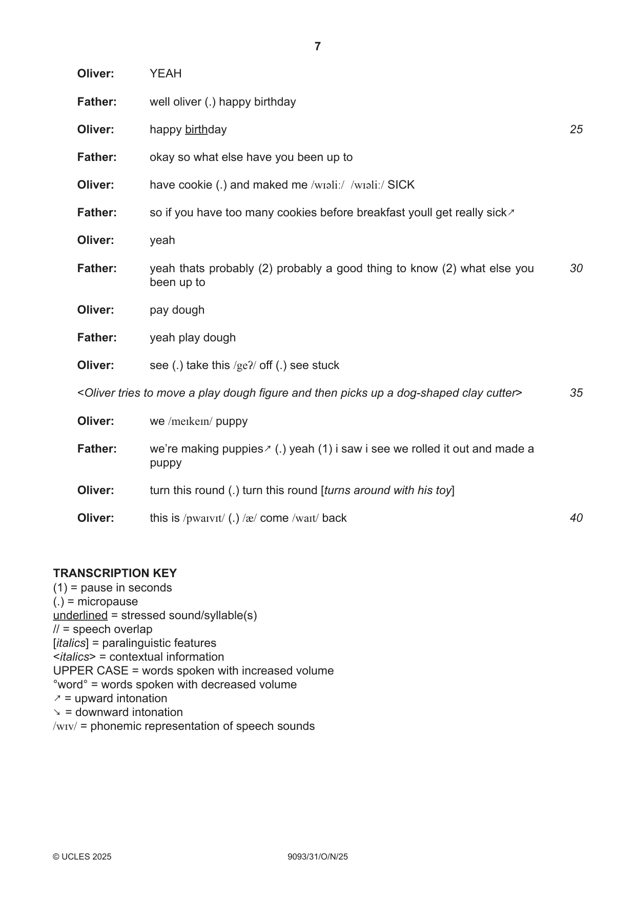 Cambridge A Level English - Language AS and A Level (from 2014) 9093 2025 Oct/Nov Paper 3 · Variant 1 question paper, page 7 of 8