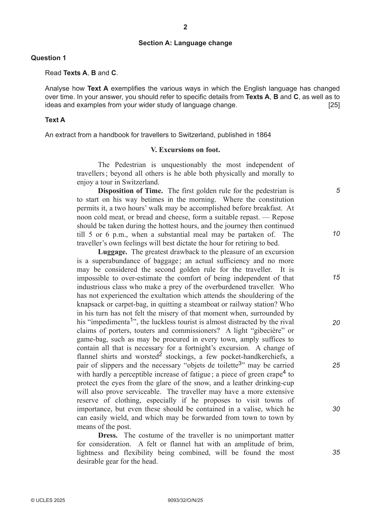 Cambridge A Level English - Language AS and A Level (from 2014) 9093 2025 Oct/Nov Paper 3 · Variant 2 question paper, page 2 of 8