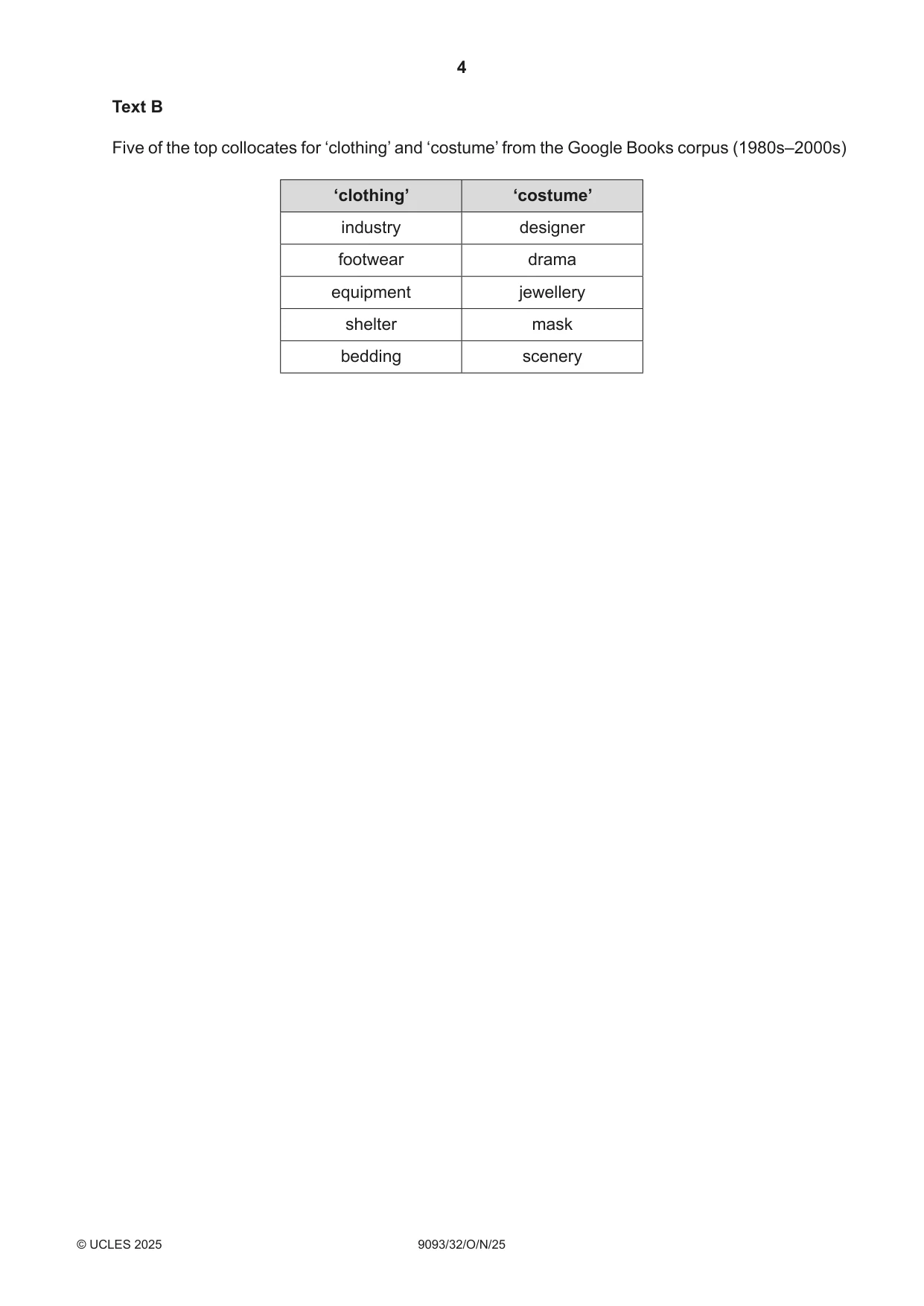 Cambridge A Level English - Language AS and A Level (from 2014) 9093 2025 Oct/Nov Paper 3 · Variant 2 question paper, page 4 of 8